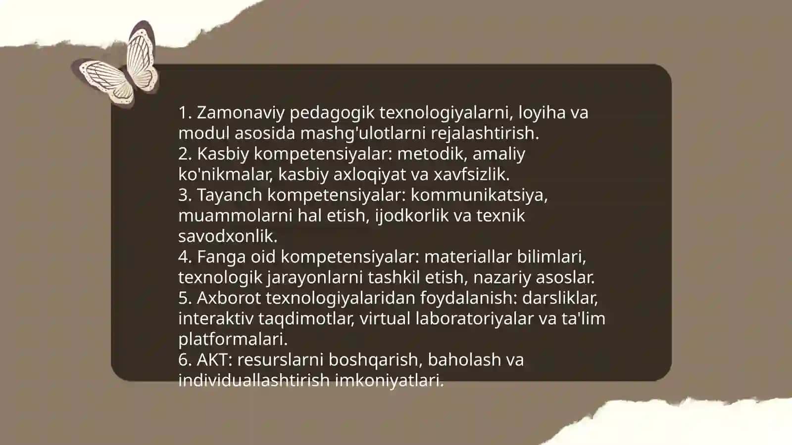 Texnalogiya fanidan mashg'ulotlarni tashkil qilishning zamonaviy kompetensiyalari 3