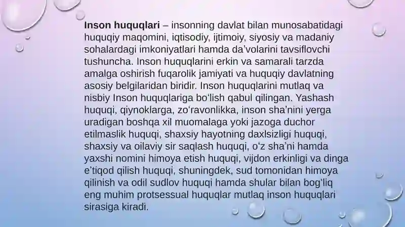 Inson huquqlari boʻyicha Oʻzbekiston Respublikasi Oliy Majlisi Vakili (Ombudsman)ning huquqiy maqomi. BMT va inson huquqlari. Inson huquqlari haqida xalqaro bill 3