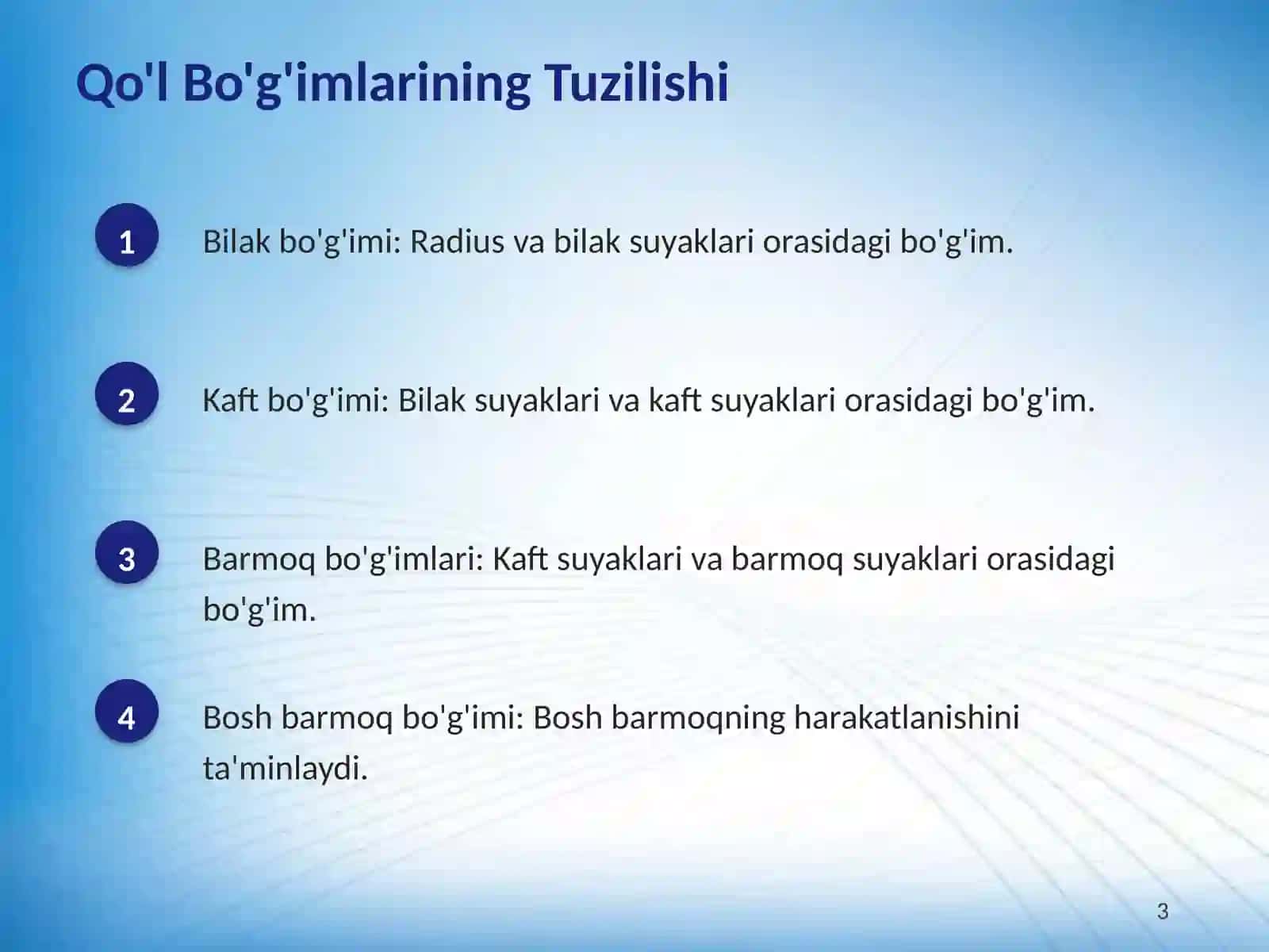 Qo'l va Oyoq Bo'g'imlari Klinik Anatomiyasi 3