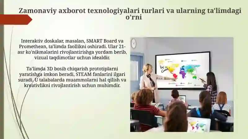Zamonaviy axborot texnologiyalari turlari va ularning ta'limdagi o'rni 3