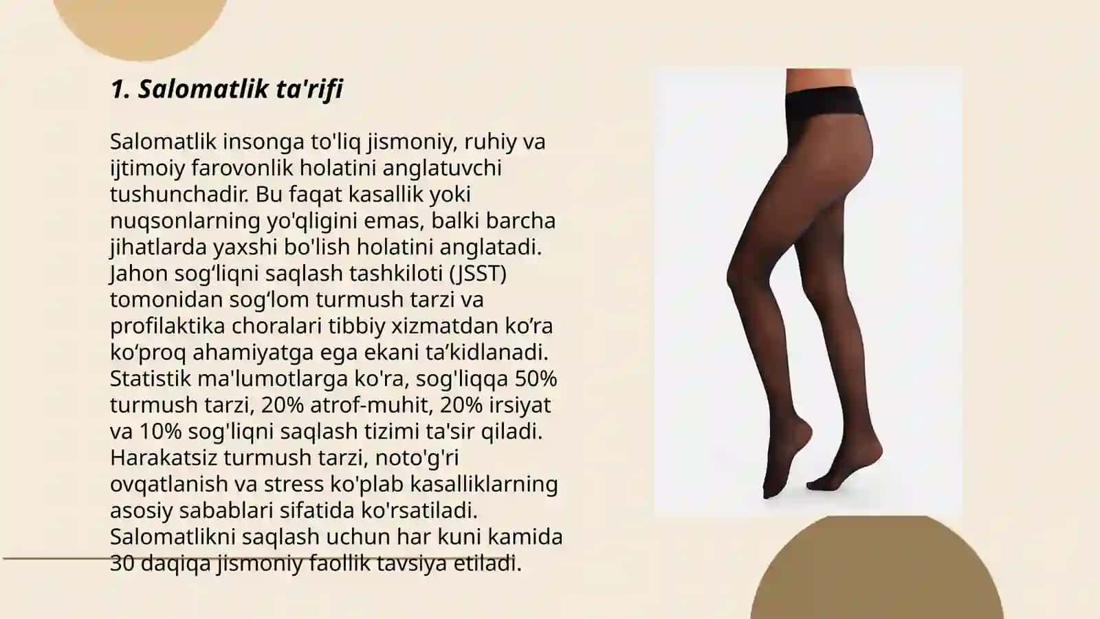 Salomatlik ta'rifi individual salomatlik ko'rsatkichlari 3
