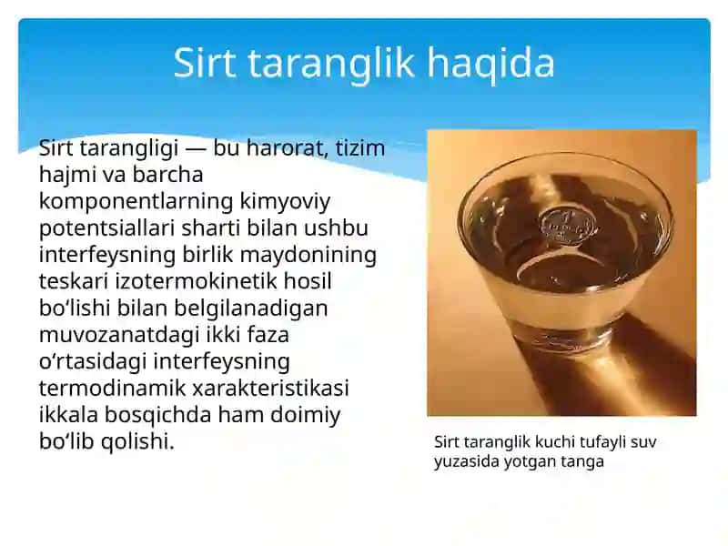 Suyuqliklarning sirttarangligi.Havogaz emboliyasi 3