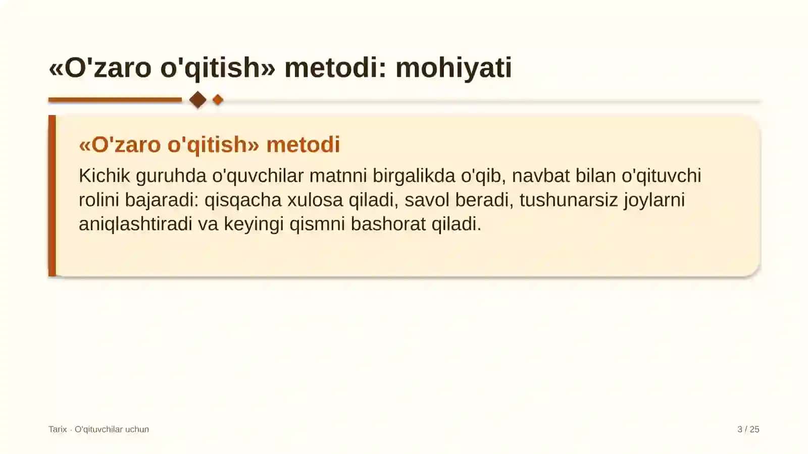 tarix darslarida o'zaro o'qitish metodidan foydalanish 6668 3