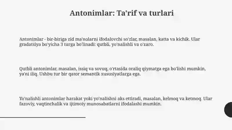 Antonimlar va Paronimlar: Ta'rif, Turlari va Ma'noviy Munosabatlari 3