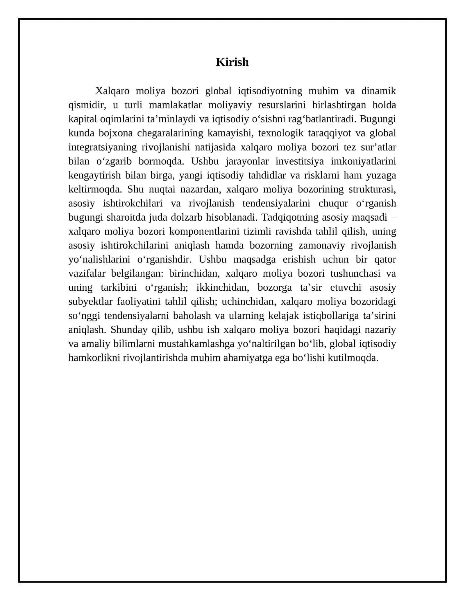 Xalqaro moliya bozori: tarkibi, asosiy ishtirokchilari va rivijlanish tendensiyalari 3