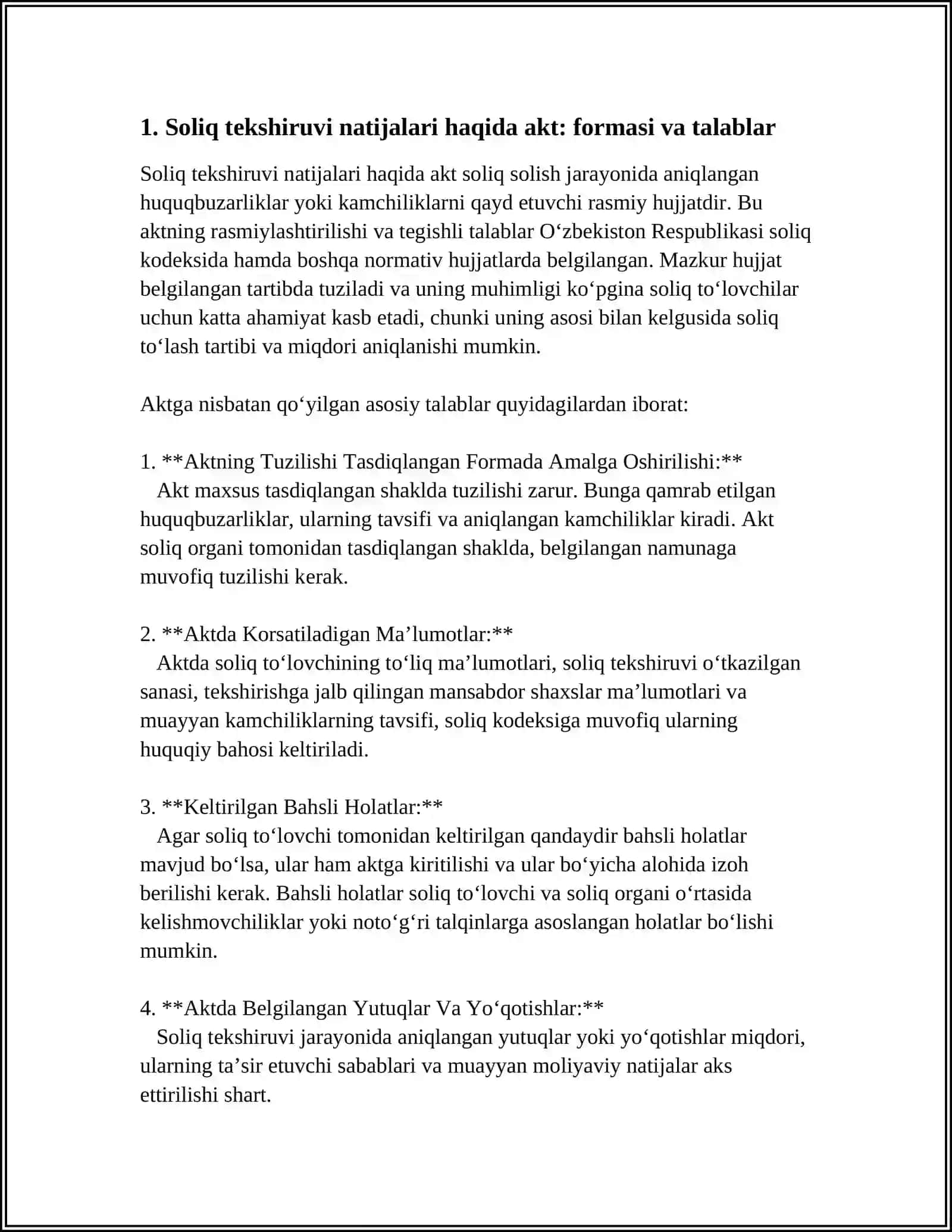 SOLIQ TEKSHURUVINI NATIJALARINI RASMILASHTIRILISHI VA UNI KORIB CHIQISH TARTIBI 3