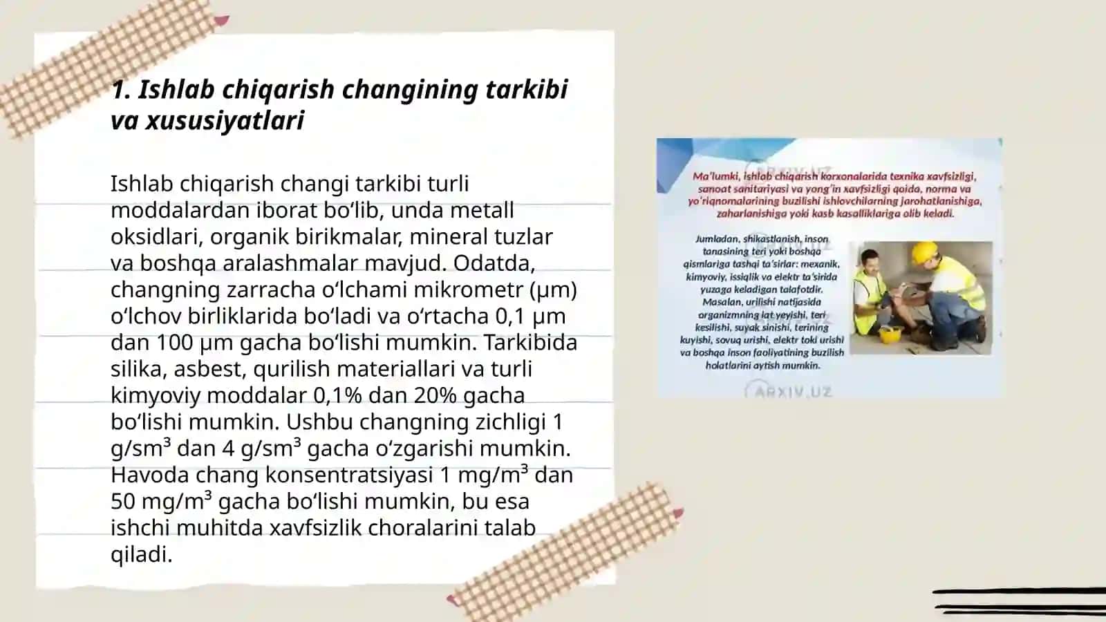 Ishlab chiqarish changi taʼsiridan rivojlangan kasb kasalliklari 3
