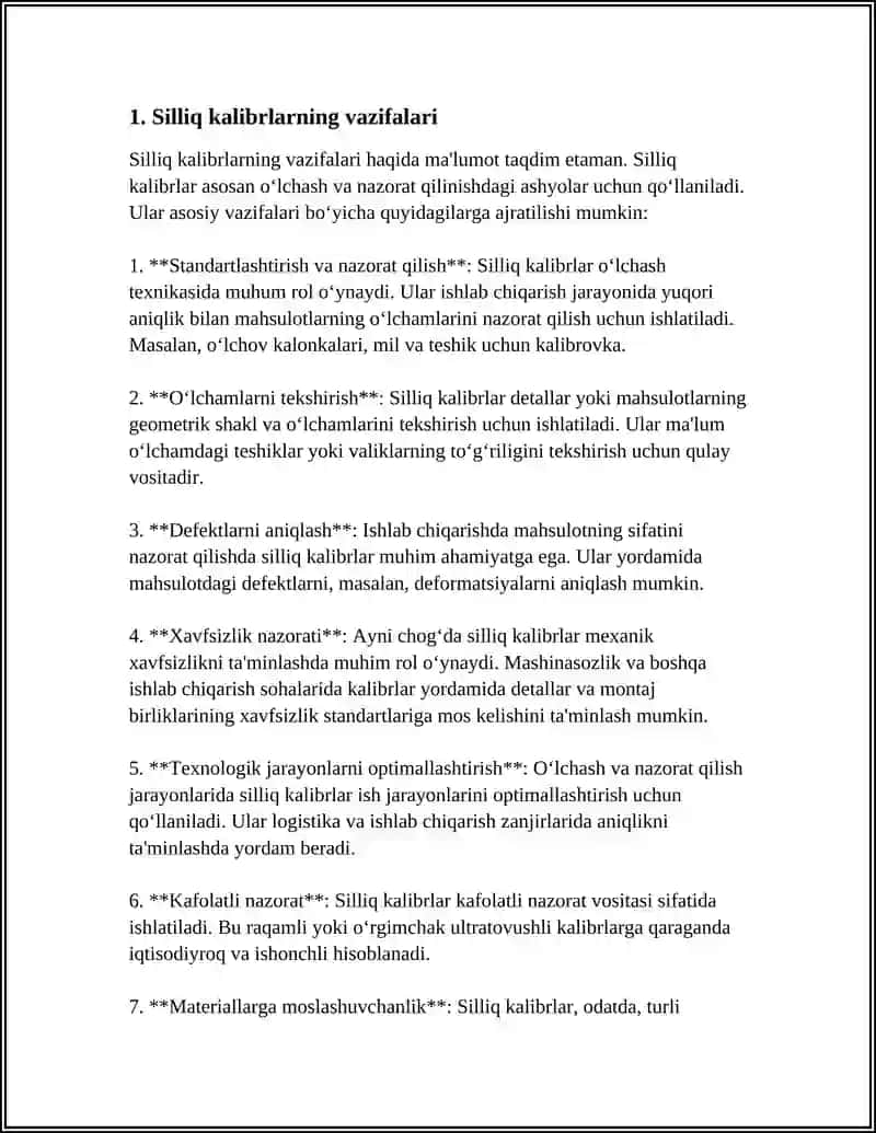DETALLARNI NAZORAT QILISH UCHUN SILLIQ KALIBRLANING IJROCHI OʼLCHAMLARINI HISOBLASH 3