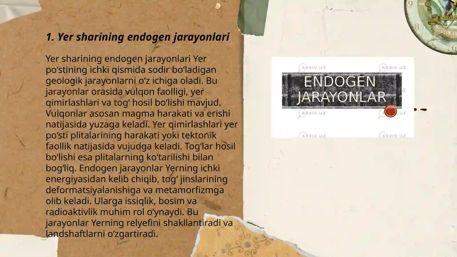 Yer postida ekzogen va endogen jarayonlar 3