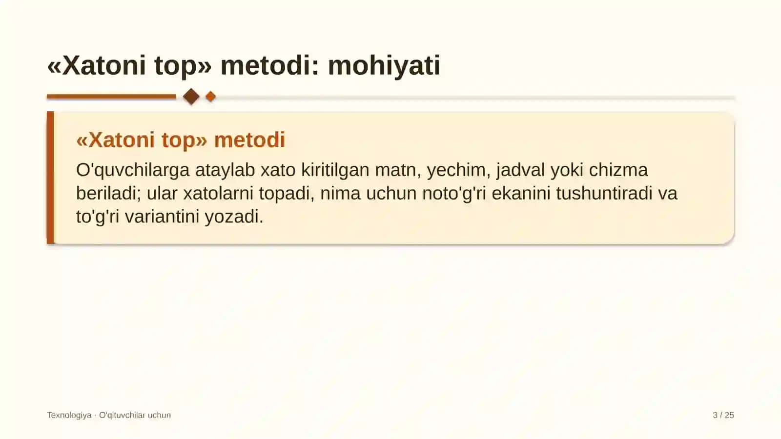 texnologiya darslarida xatoni top metodidan foydalanish 7284 3