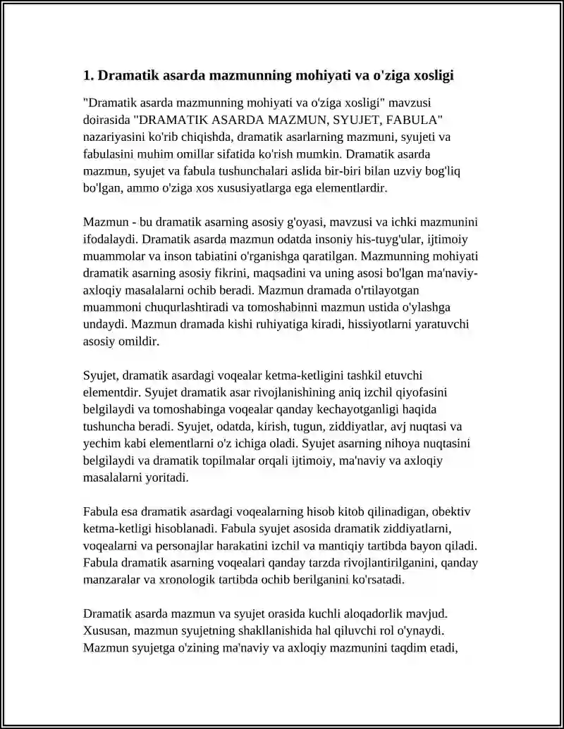 DRAMATIK ASARDA MAZMUN, SYUJET, FABULA 3