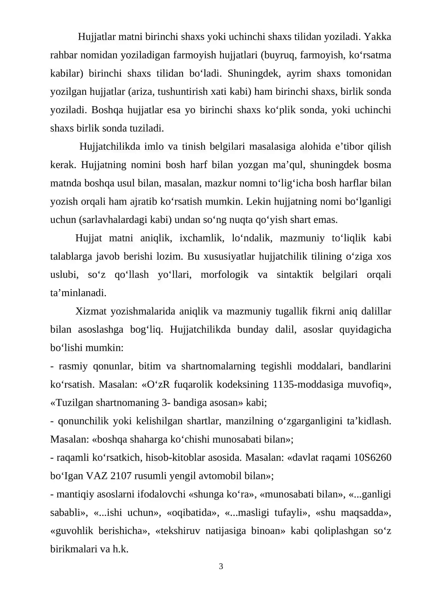 O'zbek tili va O'zbek tilida ish yuritish hujjatlari 3