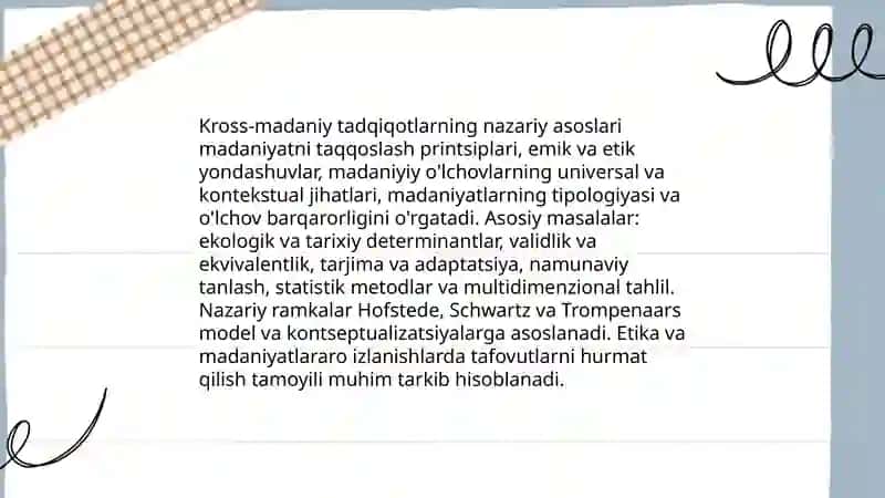 Kross-madaniy (madaniyatlararo) tadqiqotlar. Madaniyatlar tipologiyasi 3