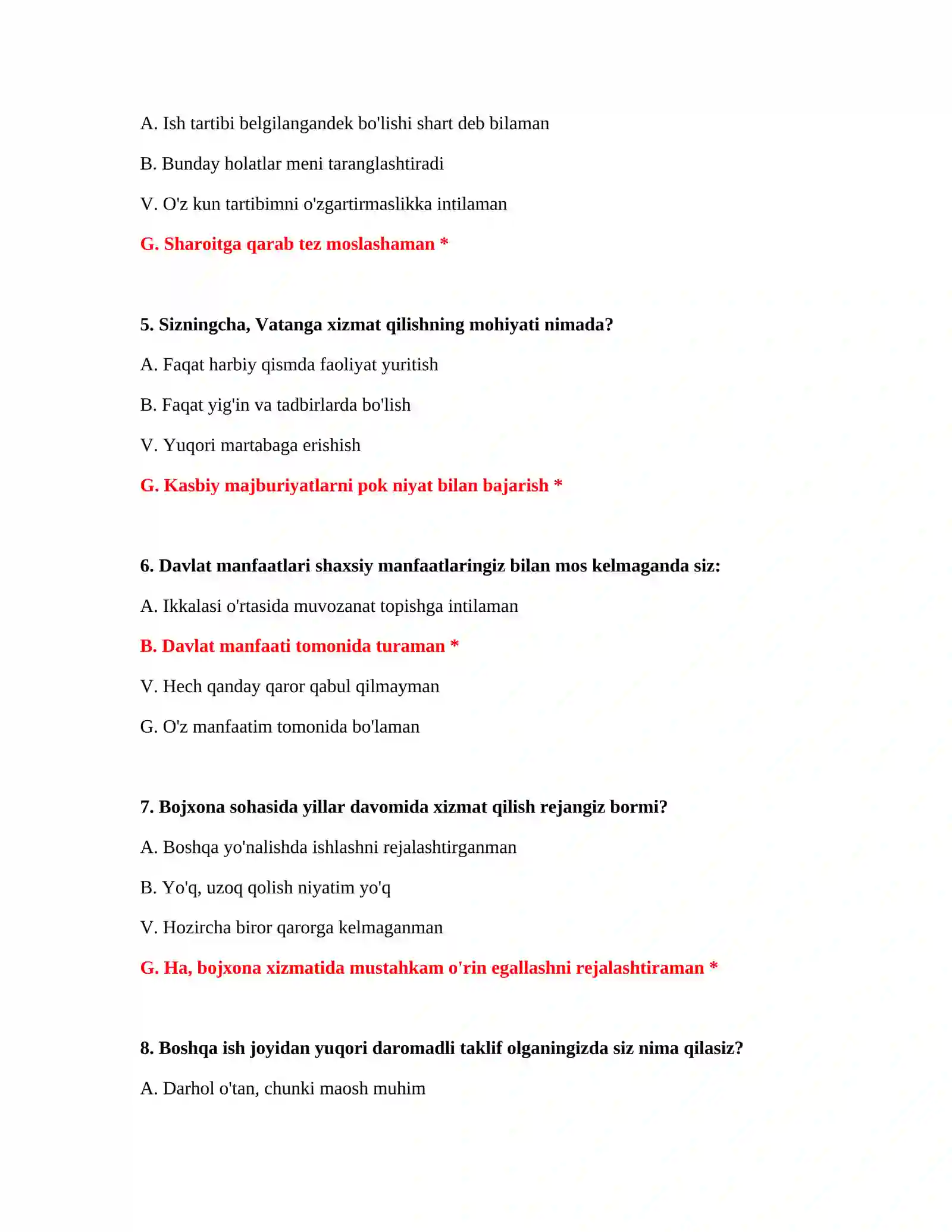Bojxona IQ test PDF 3