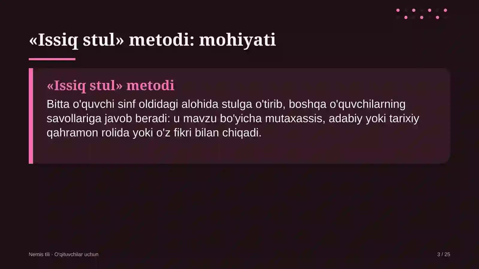 nemis tili darslarida issiq stul metodidan foydalanish 9416 3