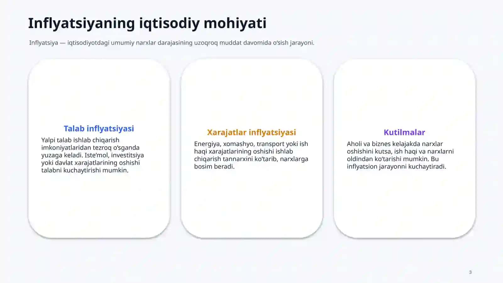 Inflyatsiya, pul-kredit siyosati va iqtisodiy o‘sish — Iqtisodiyot fanidan murakkab PowerPoint taqdimot 3