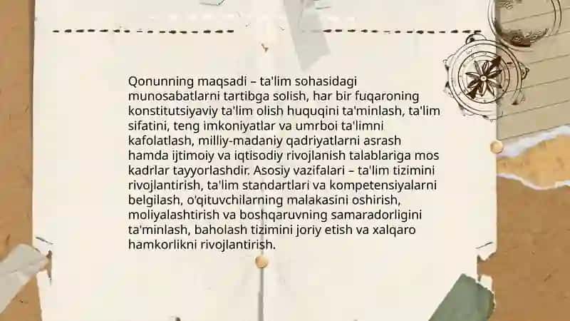 O‘zbekiston Respublikasi “Ta’lim to‘g‘risida”gi Qonunining mohiyati 3