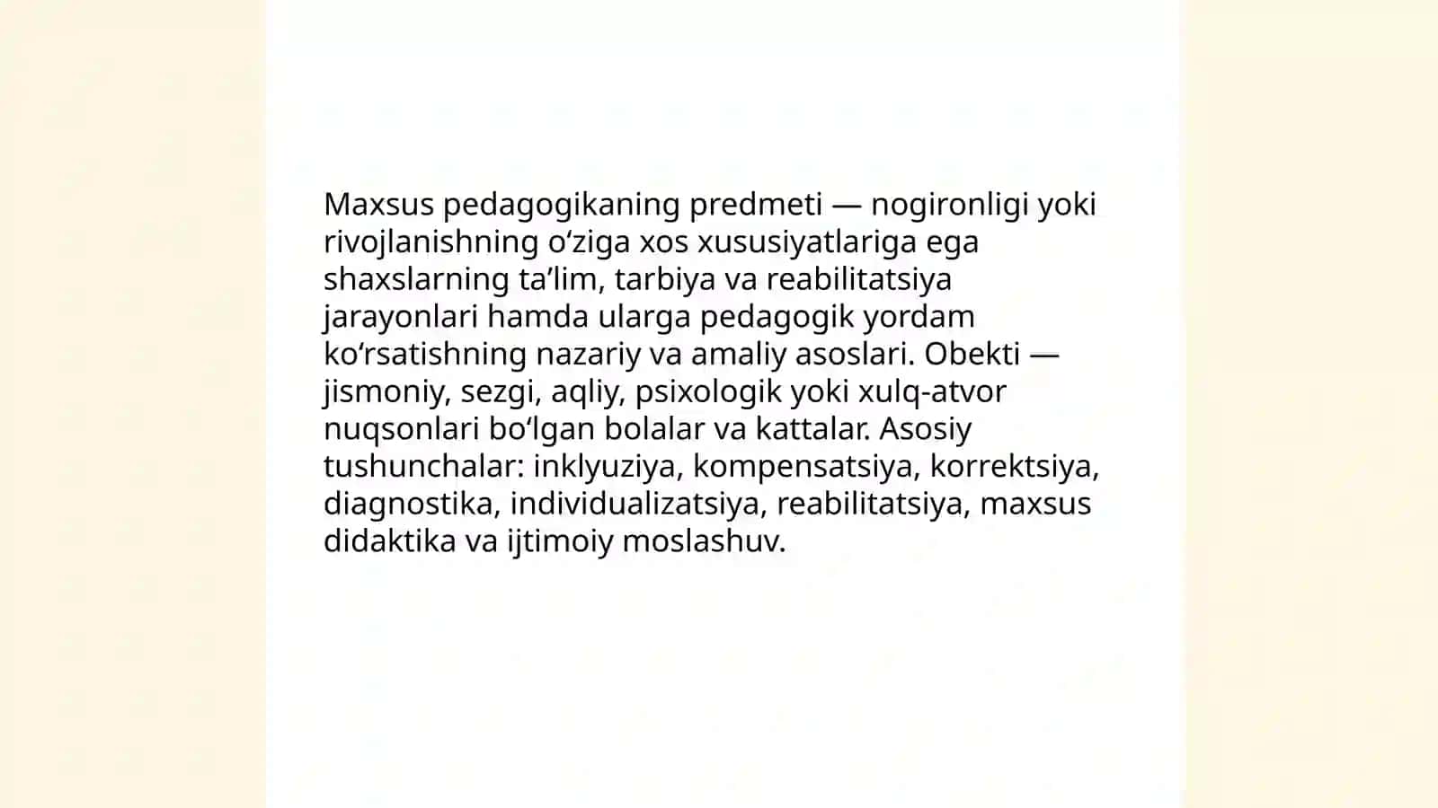 Maxsus pedagogika fanining predmeti, obekti boshqa fanlar bilan aloqasi 3