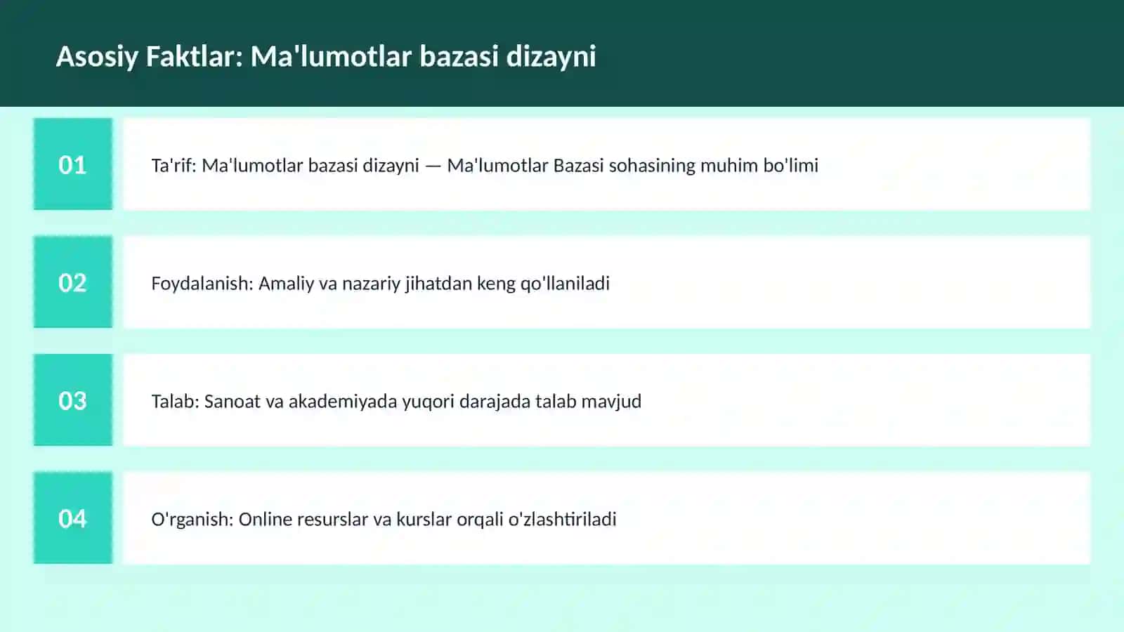 Ma'lumotlar bazasi dizayni 3