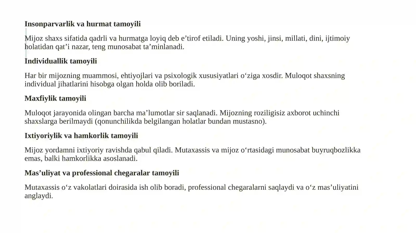 Uyda ijtimoiy yordam ko'rsatishning axloqiy va kommunikativ xususiyatlari. Keksalar va nogironligi bor shaxslar uchun ijtimoiy va maishiy xizmatlar 3