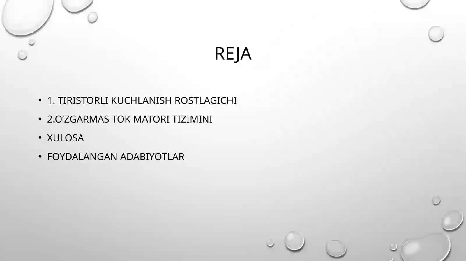BOSHQARILADIGAN TIRISTORLI KUCHLANISH ROSTLAGICHI O’ZGARMAS TOK MOTORI TIZIMINI TAXLILI 3