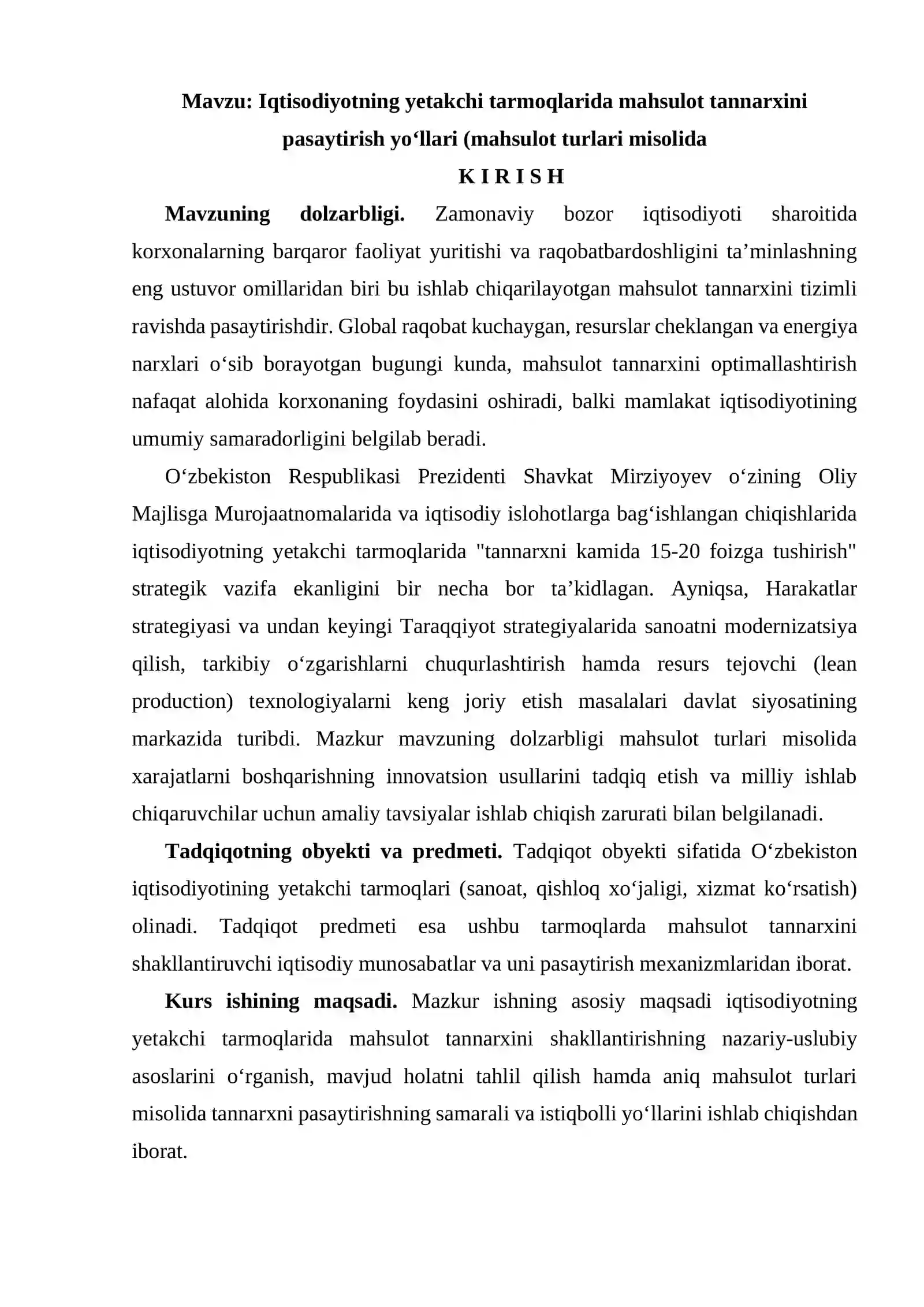 Makroiqtisodiyot fanidan KURS ISHI 3