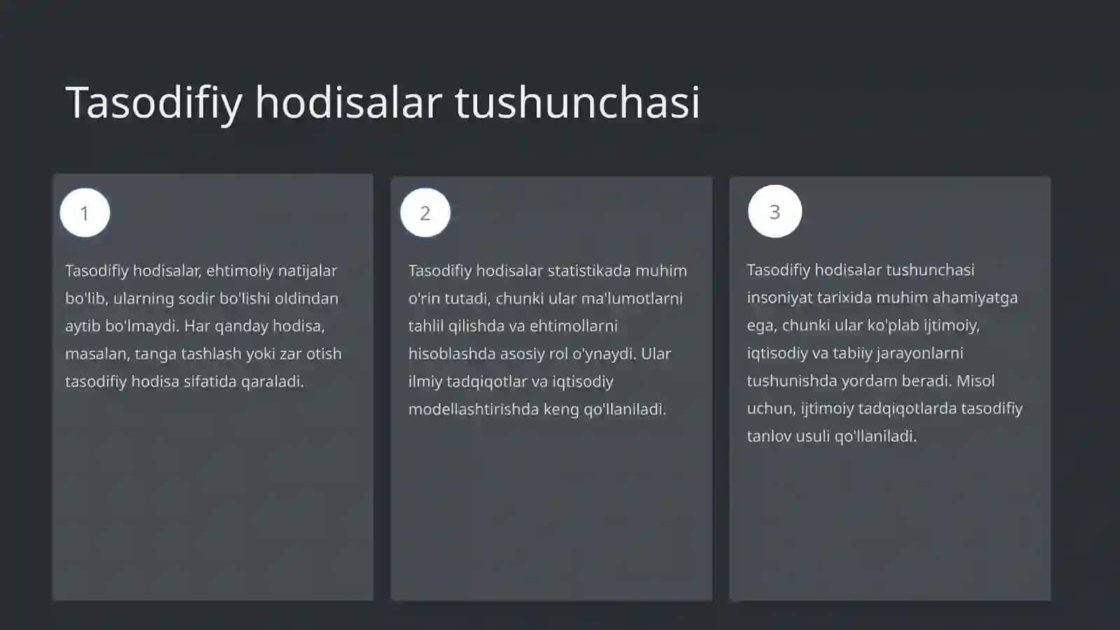 Tasodifiy hodisalar va ularning turlari 3