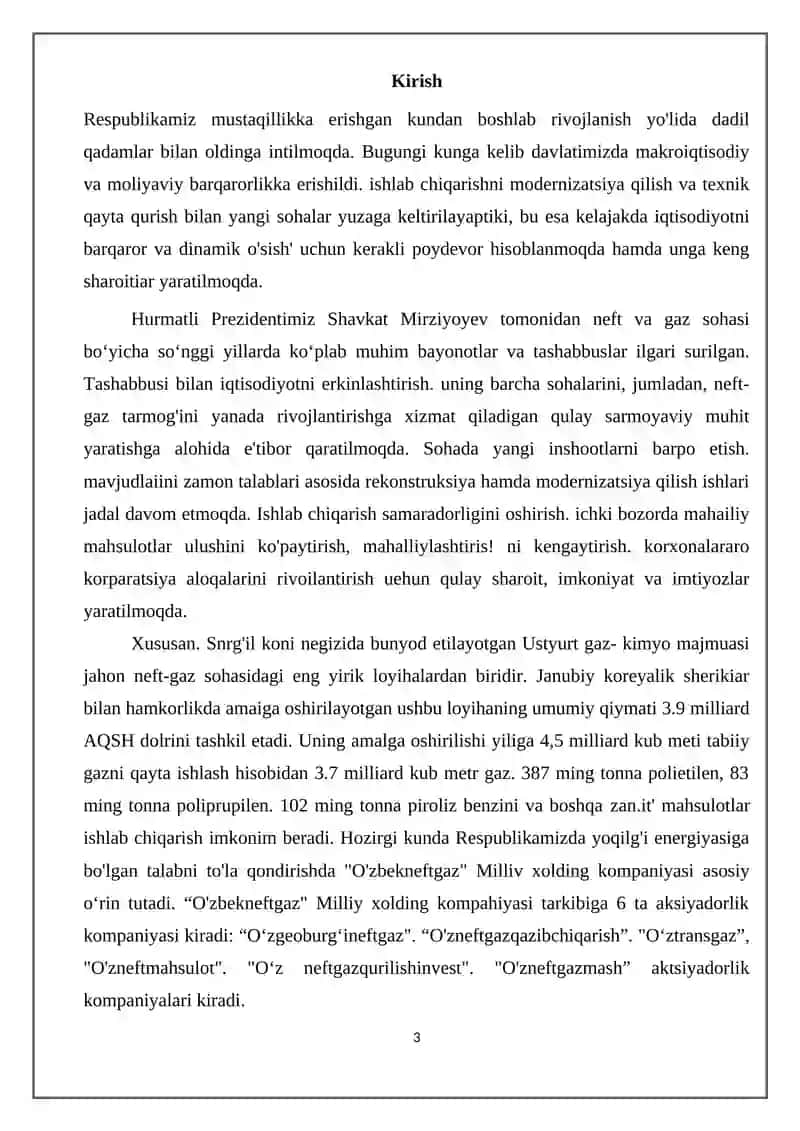 Katalizatorni ayrim fizik xususiyatlari va katalizator aktiv komponentlarining yuzasi 3