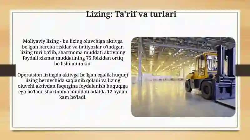 Lizing xizmatlarini ko'rsatuvchi subyektlarda buxgalteriya hisobi 3