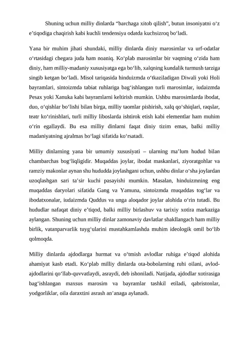 Mavzu milliy dinlar 3