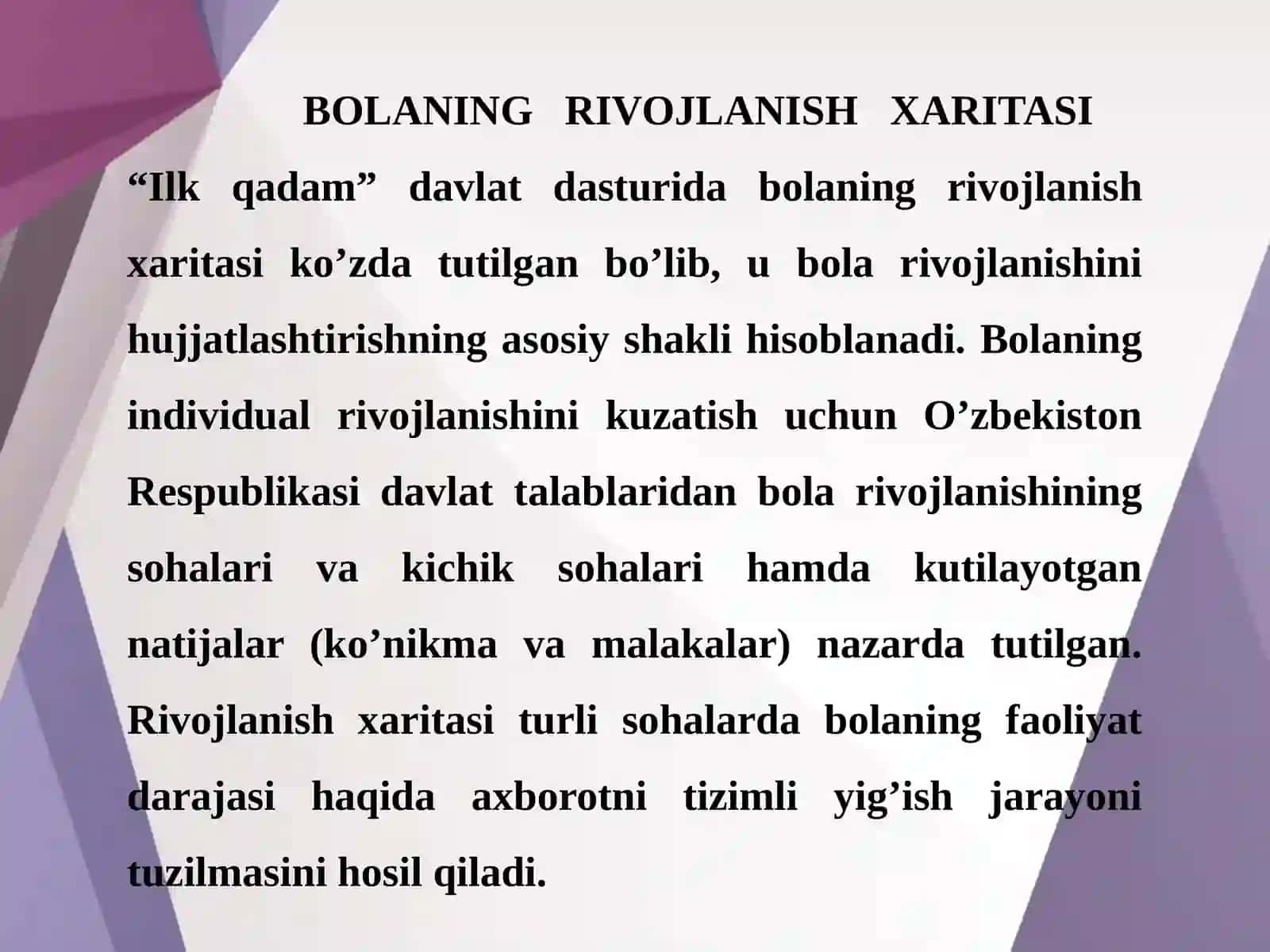 Bolalarning Rivojlanishi Xaritasi va Hisobotlari 3
