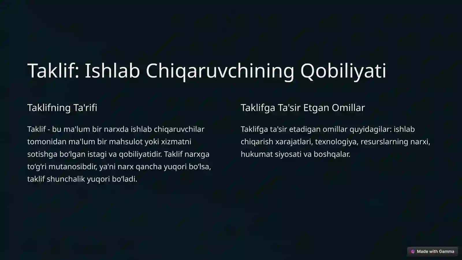 Talab va Taklif Qonuniga Ko‘ra Narx Belgilash 3
