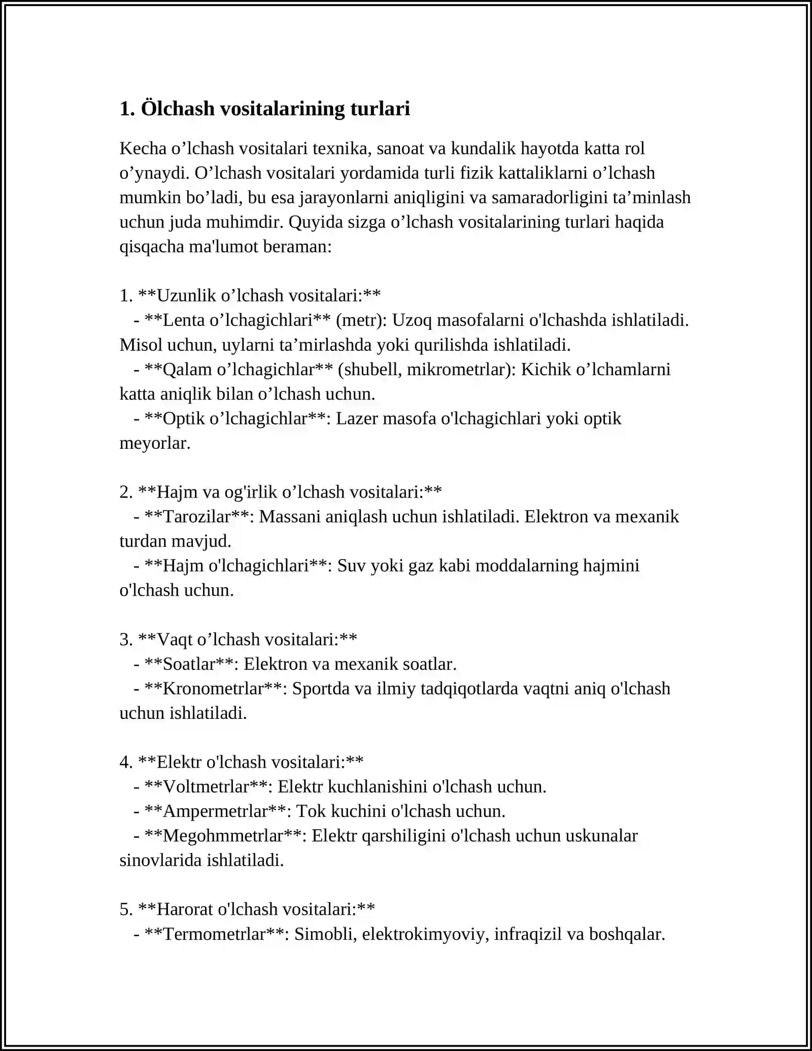 MUSTAQIL ISH: ÒLCHASH VOSITALARINI KALIBRLASH 3