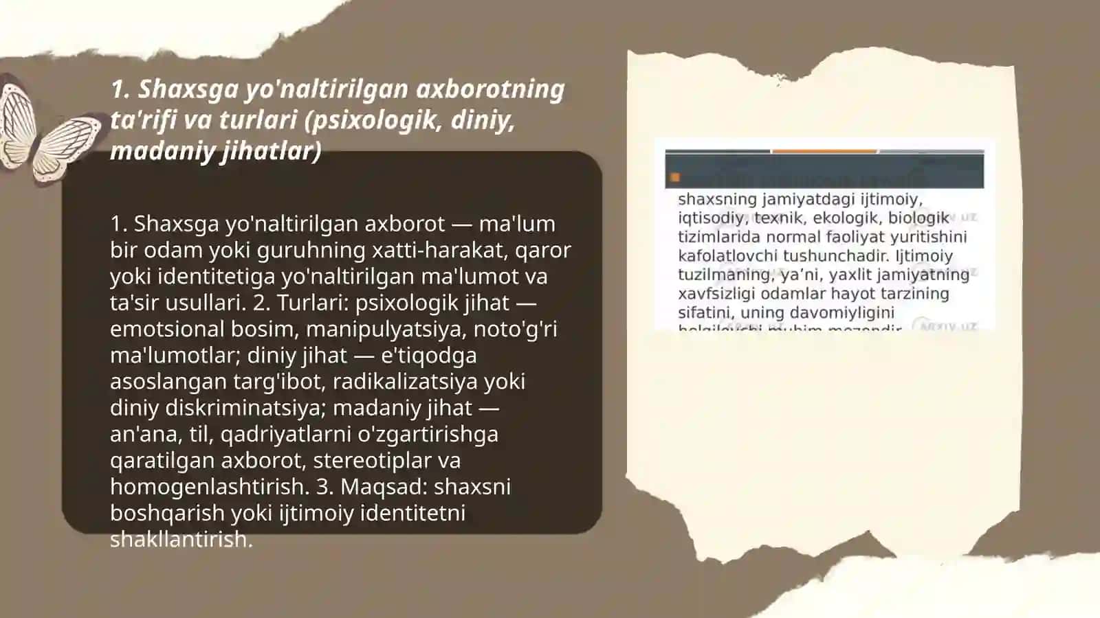 Shahsga yonaltirilgan ahborot: pisihologik, diniy va madaniy tahdidlar 3