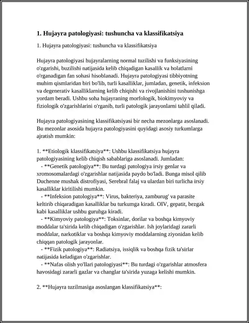 Hujayra patologiyasi va uning kelib chiqish sabablari 3