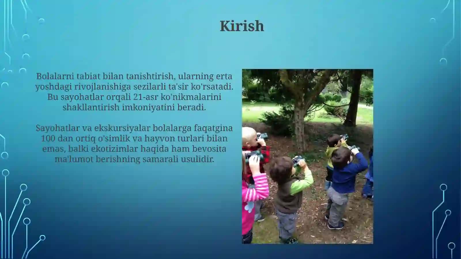 Bolalarni tabiat bilan tanishtirish ekskursiya va sayrlar tashkil etish 3