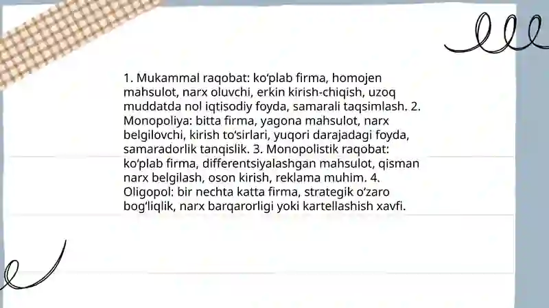 Raqobat va manapolya 3