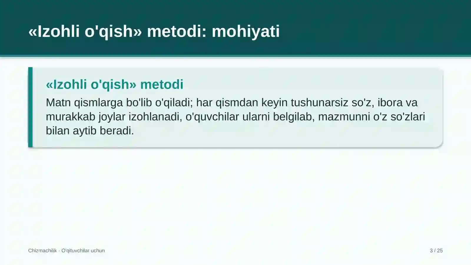 chizmachilik darslarida izohli o'qish metodidan foydalanish 8249 3