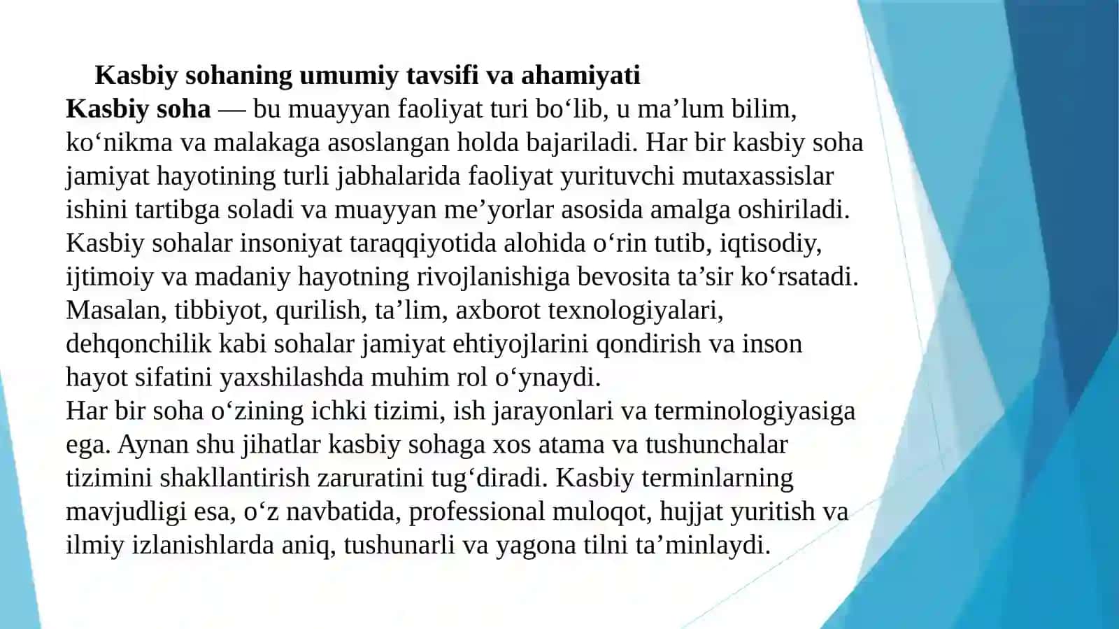 Kasbiy sohabo'yicha atamavaso'zlarning lug'atini tuzish 3