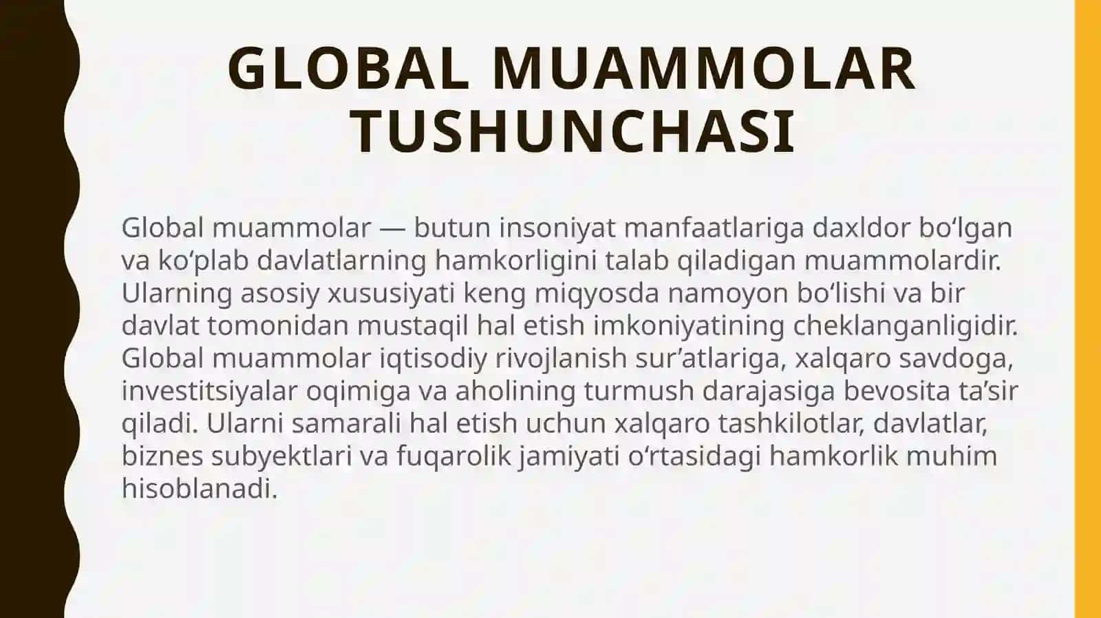 Global muammolar  global muammolarning belgilari va guruhlanishi 3
