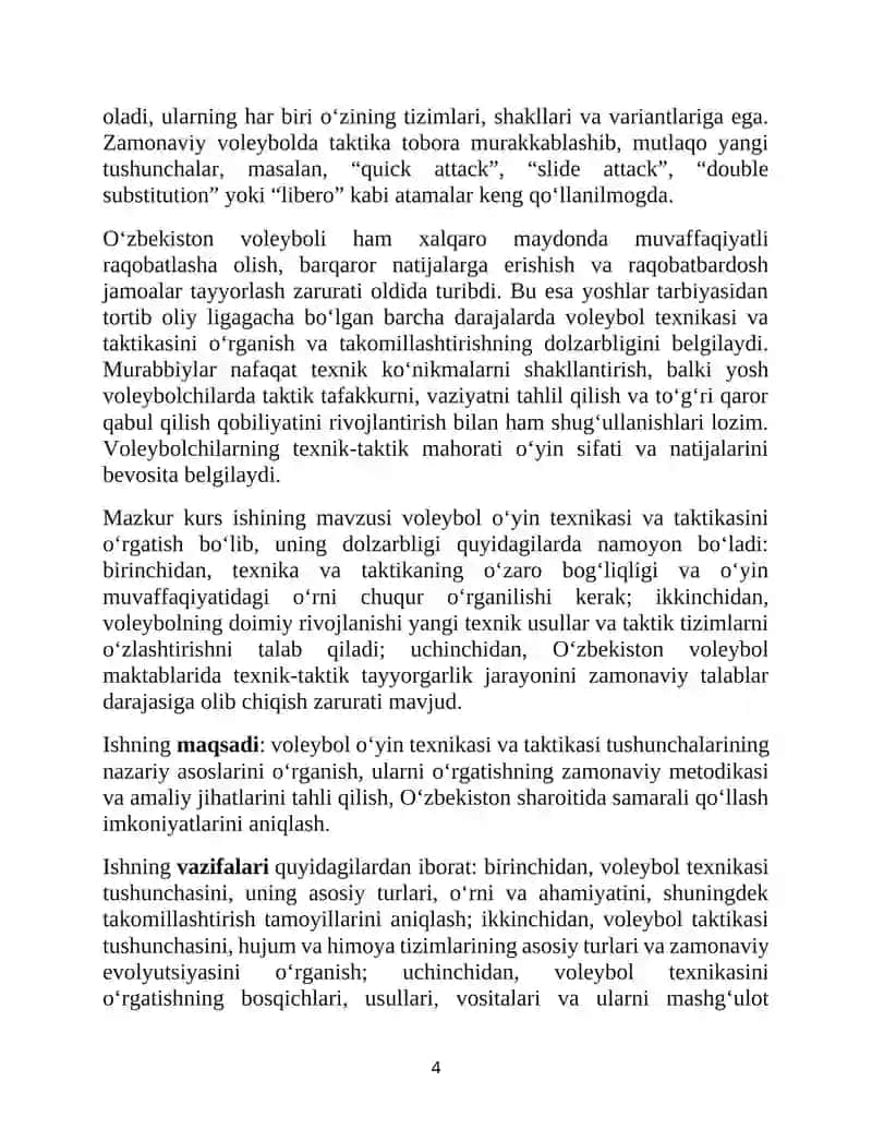 Voleybolchilarning texnik-taktik tayyorgarligini shakllantirish va takomillashtirishning zamonaviy metodikasi 3