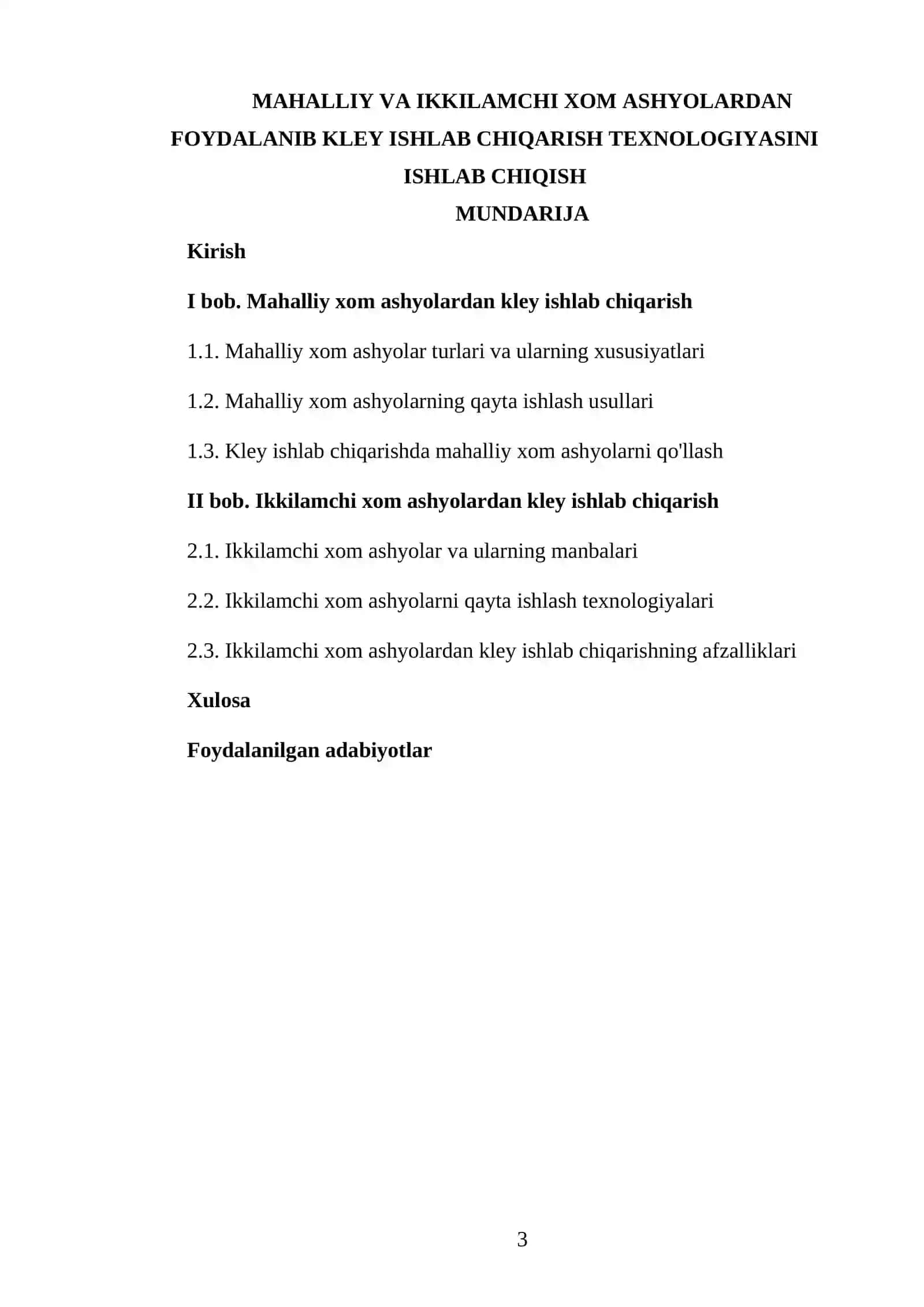 KIMYOVIY ISHLAB CHIQARISH ENERGOTEXNOLOGIYASI FANIDAN TAYYORLAGAN KURS ISHI 3
