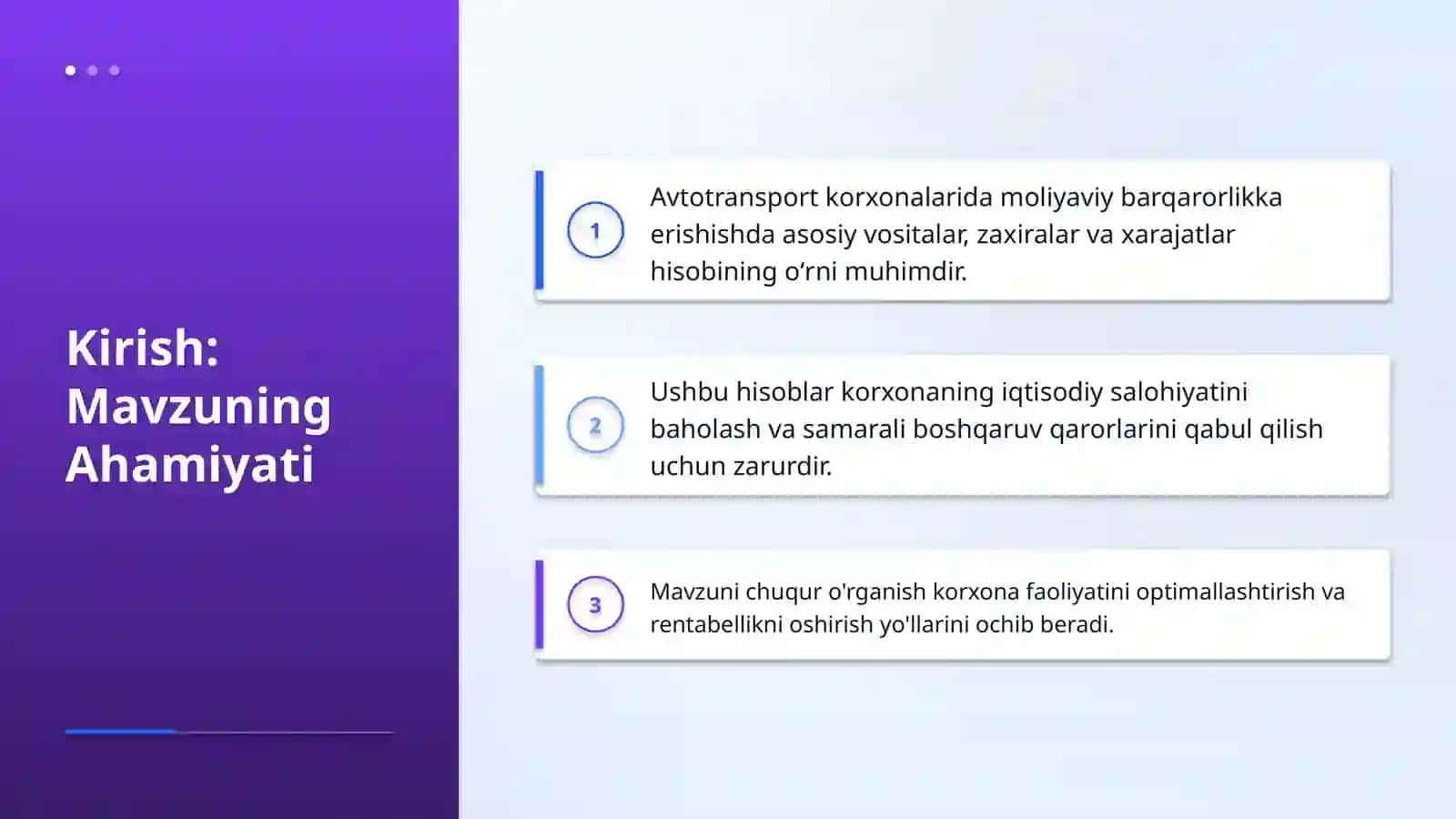 Avtotransport korxonalarida asosiy vositalar, zahiralar, xarajatlar hisobi 3