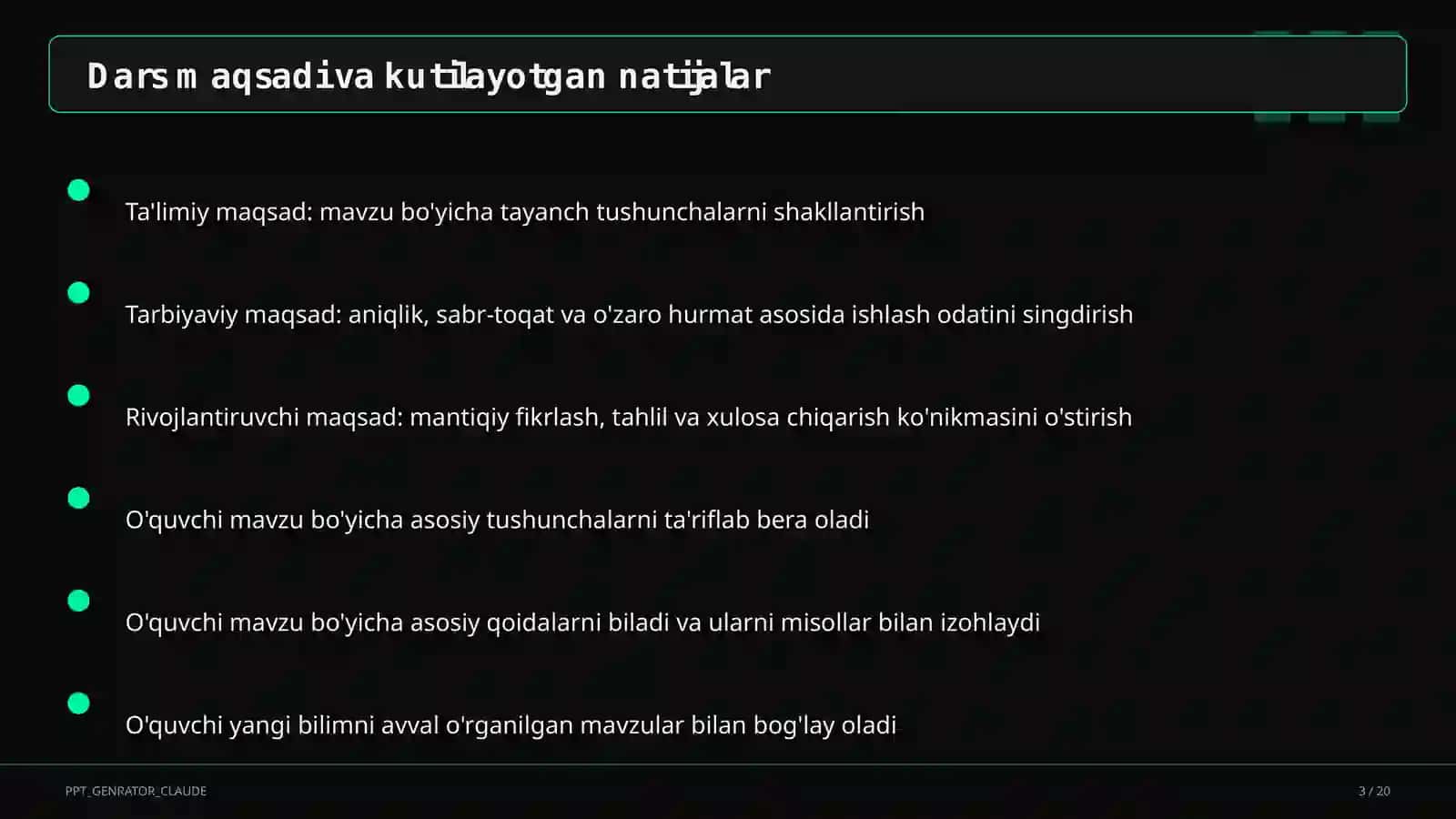 Dars rejasi 1
