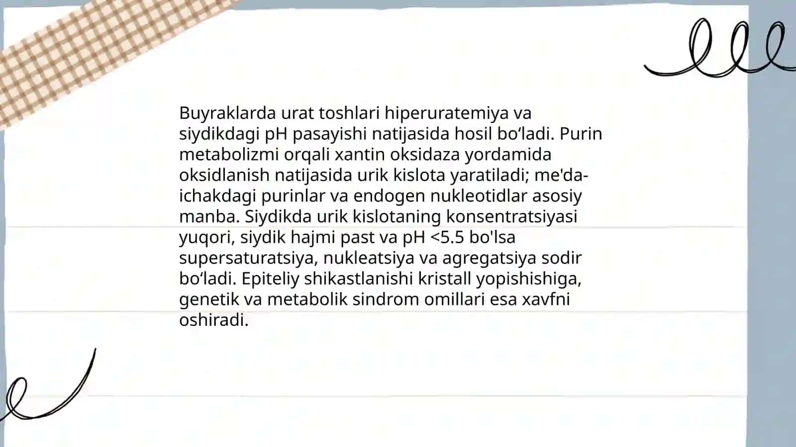 Buyraklarda urat toshlarini hosil bo'lishi va davolash yo'llari 3