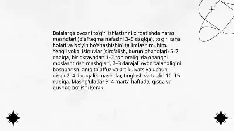 Qo'shiqchilik ko'nikmalarini tarbiyalash 3