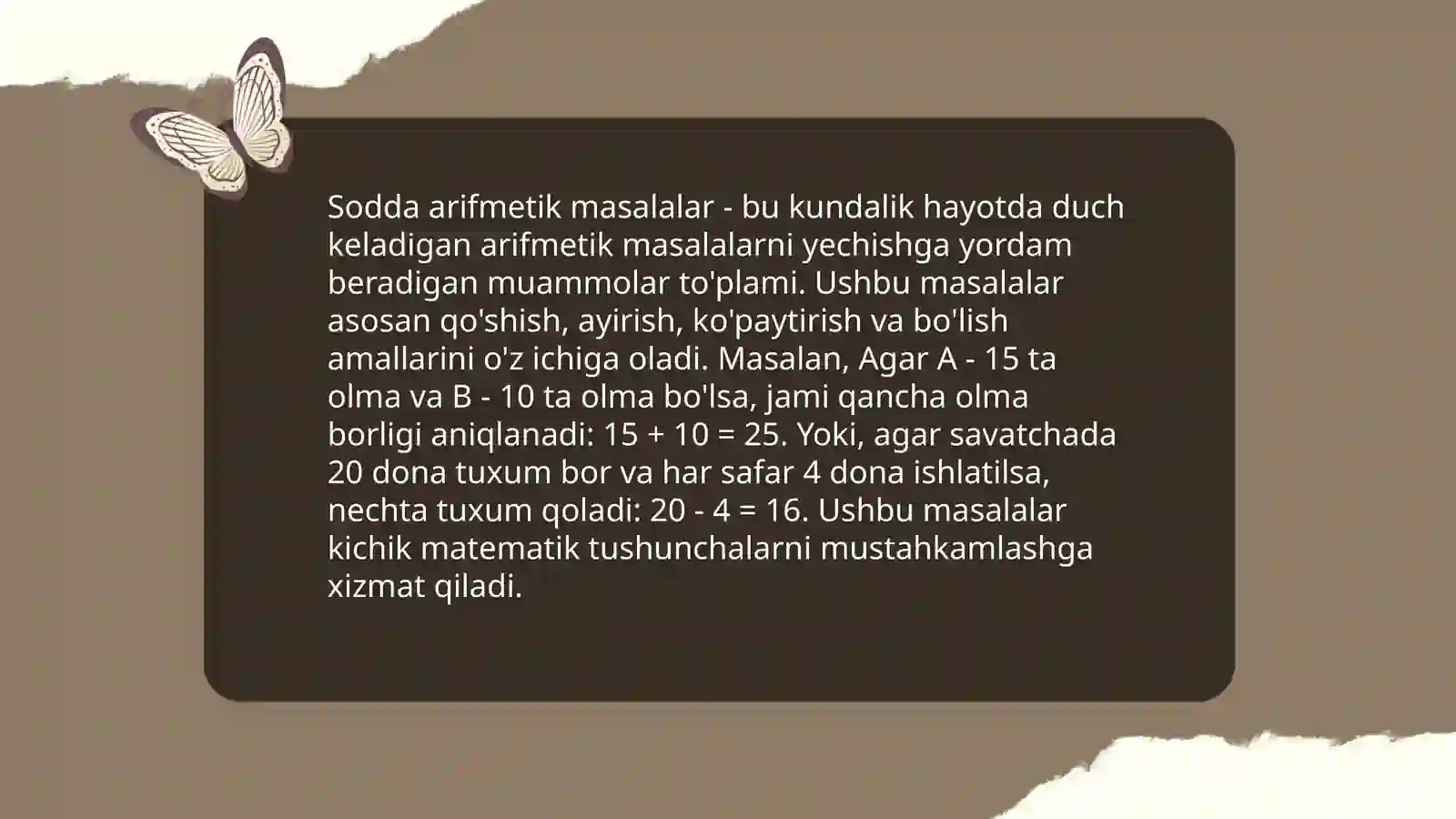 Sodda arifmetik masalalar 3