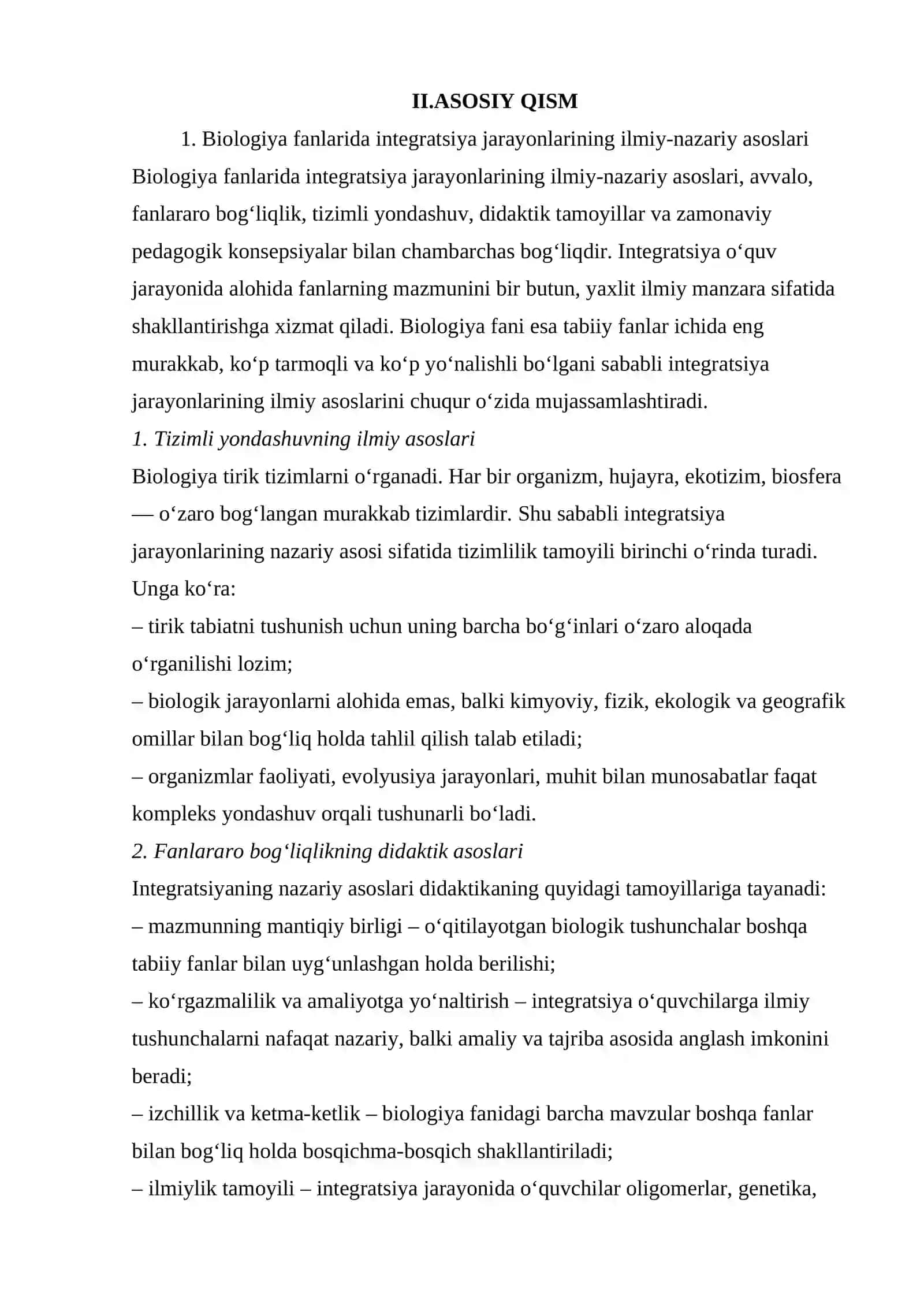 BIOLOGIYA FANLARIDAGI INTEGRATSION JARAYONLAR VA UNING TA’LIMDAGI AHAMIYATI 3