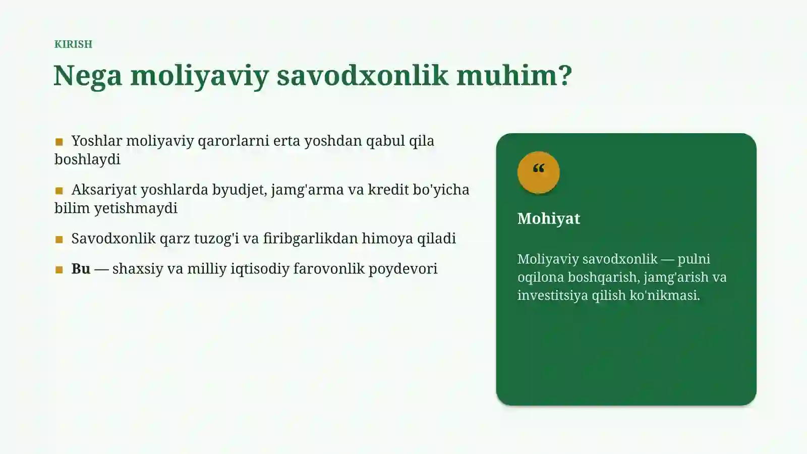 Moliyaviy savodxonlik 3
