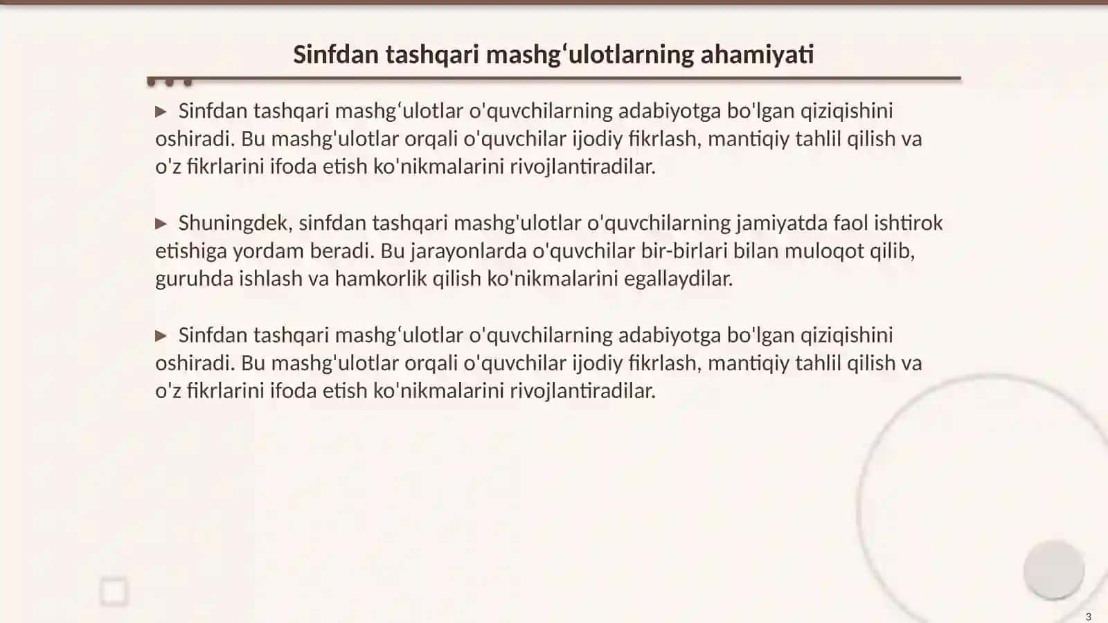 Sinfdan tashqari mashgʻulotlarni tashkil etish va oʻtkazish metodikasi (Oybek ijodi misolida) 3